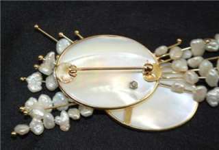   PEARL & FRESHWATER PEARL PIN~14K YELLOW GOLD~by DONNA CHAMBERS  