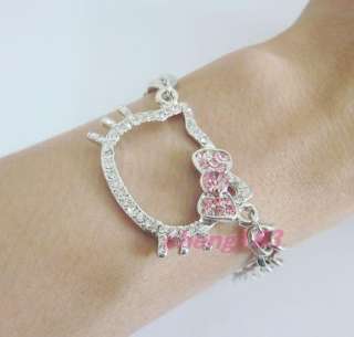 cute Hello Kitty pink bowknot Pendant Bracelet eZ29 xmas Gift  