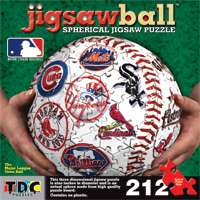   all majir legue team logos on the MLB Baseball shaped Jigsaw puzzle