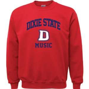Dixie State Red Storm Red Youth Music Arch Crewneck Sweatshirt  
