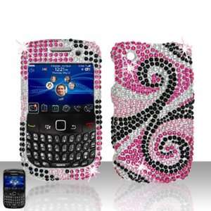  Black with Pink Silver Swirl Blackberry 8520 8530 Sparkling 