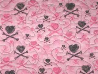   Table Runner Skulls girls room decor pink crossbones hearts glitter