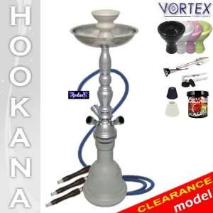  Hookana 24 White & Chrome 3 Hose Vortex Hookah + Shisha 
