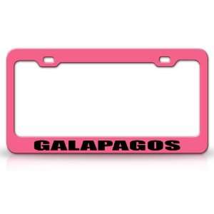 GALAPAGOS Country Steel Auto License Plate Frame Tag Holder, Pink 
