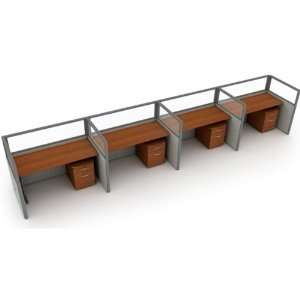   Four 47H Units   5W Desks   Translucent Top Panels