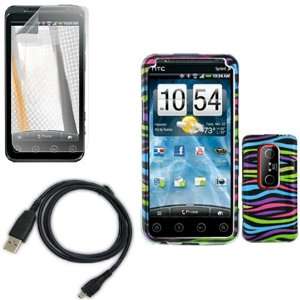   Cable + LCD Screen Protector for HTC EVO 3D Cell Phones & Accessories