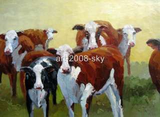 ORIGINAL KNIFE ANIMALS OIL PAINTING ARTCOW BY CHEN HUI  