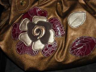   Looking Relic Hobo Handbag, Bronze Vinyl w/ Flowers, Brand New w/Tags