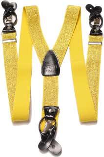 NEW Convertible mens suspenders braces metallic gold  