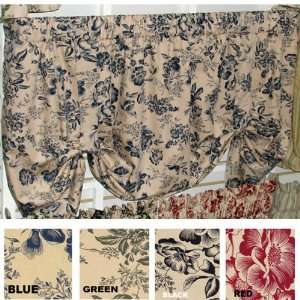    30 Long Palmer Floral Toile Tie Up Valance   Lined