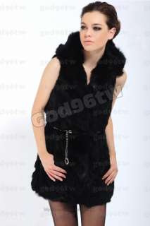   Genuine Rabbit Fur Vest Gilet Waistcoat Jacket Outwear Women Clothing