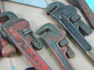 Vintage Tool Lot Construction Pipe Wrench Rigid Craftsman Pliers 