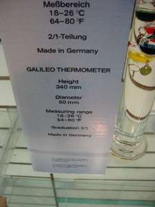 13 5 inch galileo thermometer hand made in germany nib search