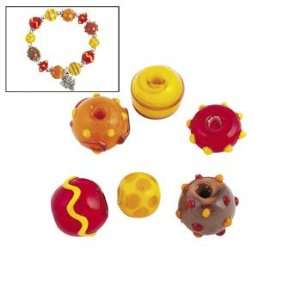  Fall Lampwork Round Beads   9mm 12mm   Beading & Beads 