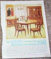 1963 ad Weiman Tuscany Dining Room Furniture VINTAGE AD  