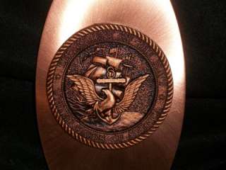 Copper Art Plaque Wall Decor Hanging Oval Millitary Navy T  
