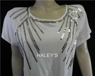New Ellen Tracy White Gold Sequin Holiday Christmas Top Misses Size XL 
