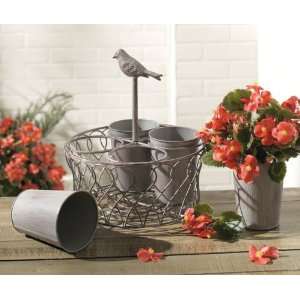  11 Decorative Songbird Plant Holder Set W/ Iron Pots 