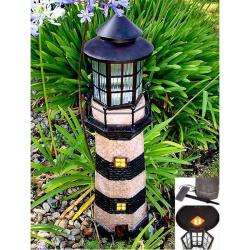 Green/ Ivory 3 foot Lighthouse Fiberglass Solar Light  
