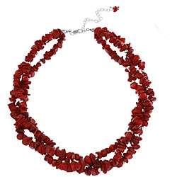   Creations Sea Bamboo Coral Chip 3 strand Necklace  
