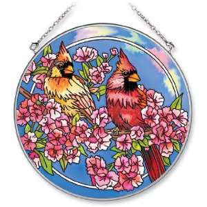  Amia Handpainted Glass Cardinals in The Pink Suncatcher, 6 