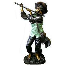 Boy Playing a Flute Bronze Fountain  