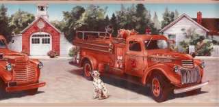 Wallpaper Border Old Fire Truck & Dalmation  