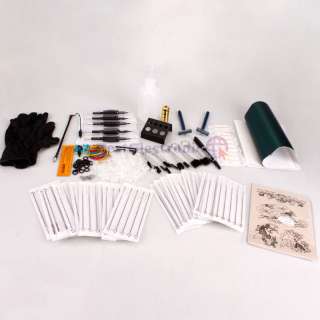 Pro Tattoo Kit 100 Needles Supply Ink Cup Grip Transfer  