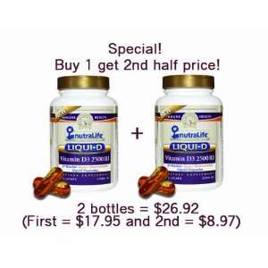   get 2nd 1/2 price Liqui D Vitamin D3   2500IU
