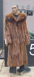   Brown Raccoon Fur Sections Full Length Coat Stroller Jacket XL  