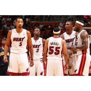 Indiana Pacers v Miami Heat Juwan Howard, Dwyane Wade, Eddie House 