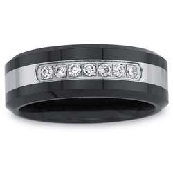   and Stainless Steel Mens 1/5ct TDW Diamond Band  