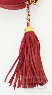 Chanel Vintage Red Leather Oval Tassel Gold Chain Handbag  
