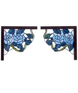 Tiffany style Blue Flowers Corner Panel  