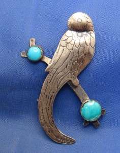 Vintage Silver Parrot Bird Pin marked STERLING  