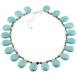   Sterling Silver Pearl and Turquoise Necklace (4 mm)  