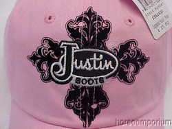 Ladies Pink Justin Boots Western Rhinestone Bling Lace Cap Hat  