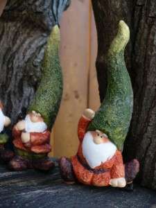 SET OF 6 GNOMES WITH TALL HATS 6 IN. GNOME NOME  