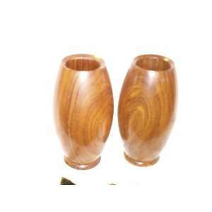  Solid Teak Wood Vases (Set of Two) 