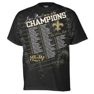New Orleans Saints Super Bowl XLIV Champions Big Time Roster T Shirt 