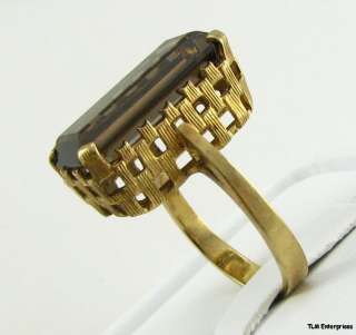 Smokey Quartz Gemstone RING   10K Yellow Gold Basket  