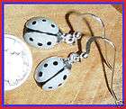 Grey Wh LadyBug Lady Bug Earrings Sterling Silver French Hooks Kirsten 