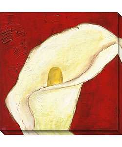 Laura Gunn Calla Lily on Deep Red I Canvas Art  