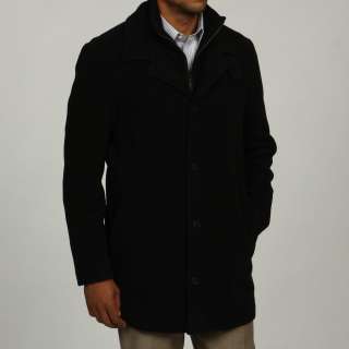 Calvin Klein Mens Stand Collar Wool Blend Coat  