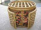 Vintage Japanese Bamboo Wicker Cat House Bed Carrier with Cushion 