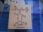 Rubber Stamp Cat Kitten Kitty Hanging by Fuzzy Tail from Tree Branch 