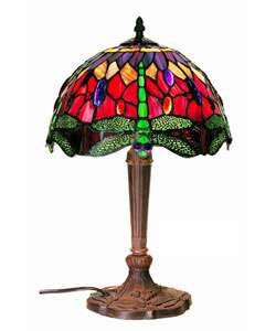 Tiffany style Purple/Red Dragonfly Lamp  