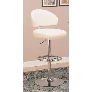  29H Adjustable Bar Stool in White Faux Leather 