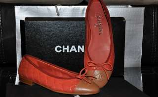 CHANEL Ballerina Flats Quilted Canvas Lambskin Cap Toe Shoes Bag SZ 37 