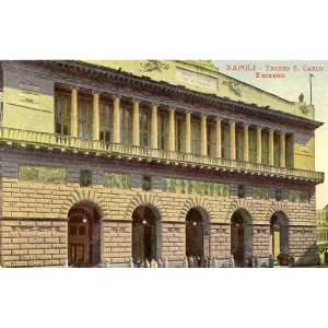 1910 Vintage Postcard Entrance to the Teatro San Carlo Naples Italy
